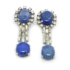Pendiente diamantes y zafiros