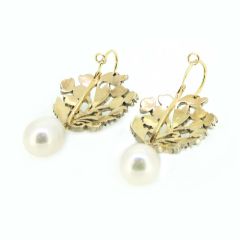 Pendientes diamantes y perlas