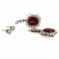 Pendientes riviere diamantes y rubelitas