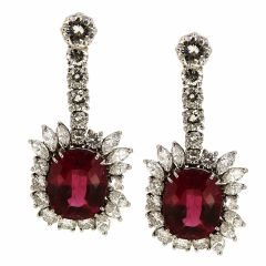 Pendientes riviere diamantes y rubelitas