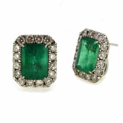 Pendientes esmeraldas certificado GIA con orla de diamantes