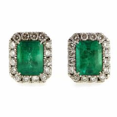 Pendientes esmeraldas certificado GIA con orla de diamantes