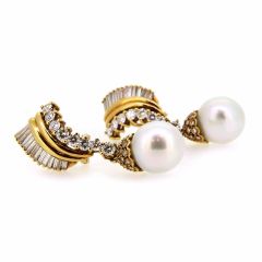 Pendientes diamantes en distintas tallas y perlas australianas 13mm