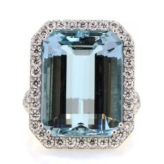 Anillo con Aguamarina 19,50ct certificada y diamantes