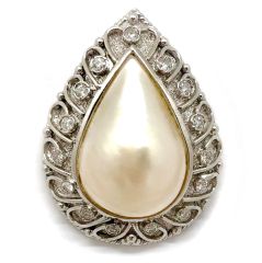 Colgante años 50 con perilla de perla mabe y diamantes