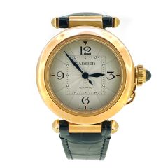 Reloj marca Cartier modelo Pasha oro rosa y piel