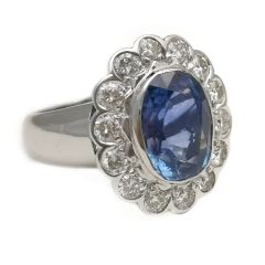 Sortija con zafiro Ceylan y diamantes