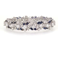 Pulsera zafiros y diamantes trabajada en hilos de oro