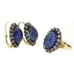 Pendientes con tanzanita y diamante estilo liberty