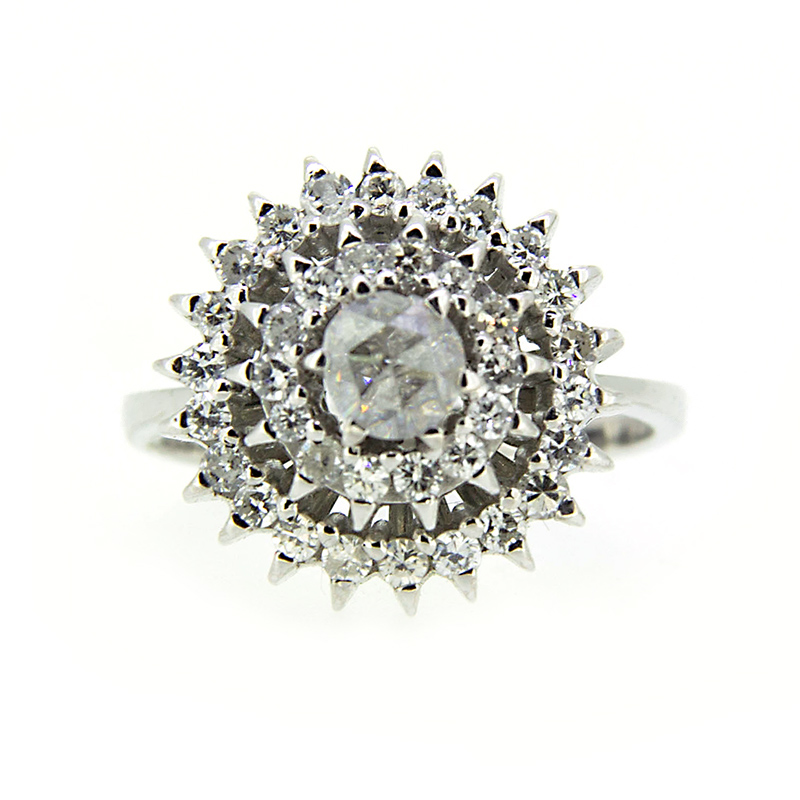 Sortija lanzadera de diamantes, Colección Marfil Heritage Sortija diamante doble orla, vintage